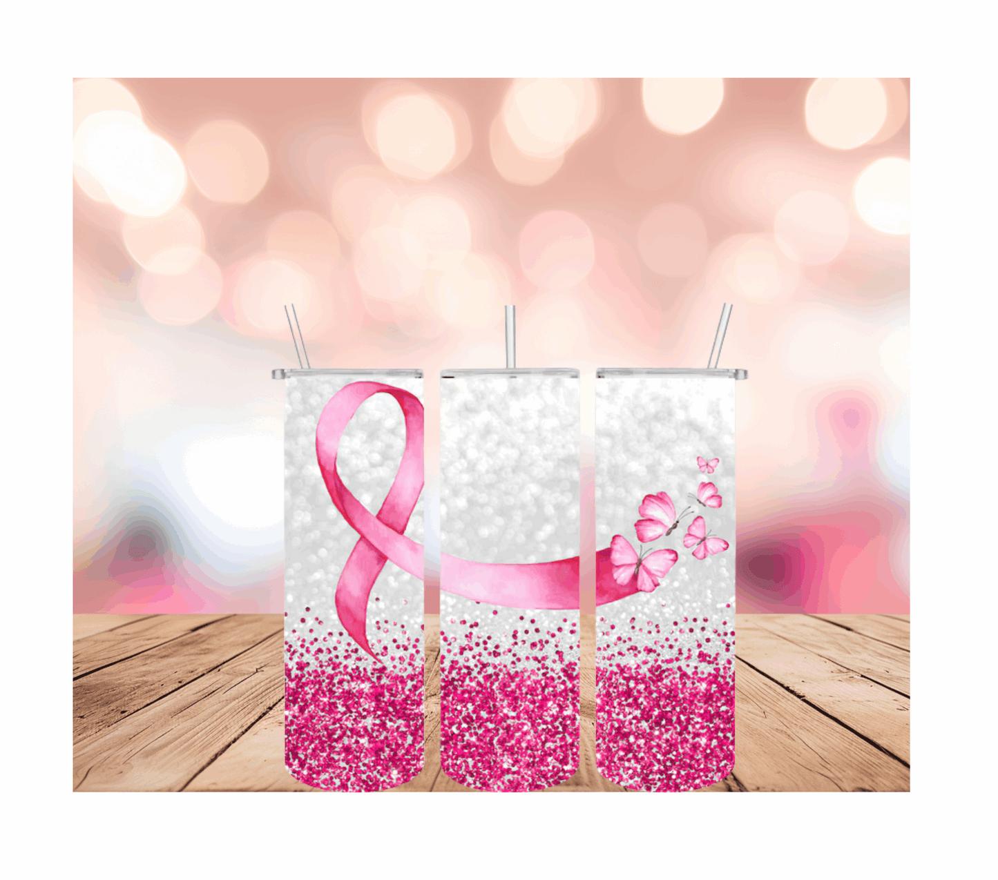 BREAST CANCER PINK RIBBON TUMBLER