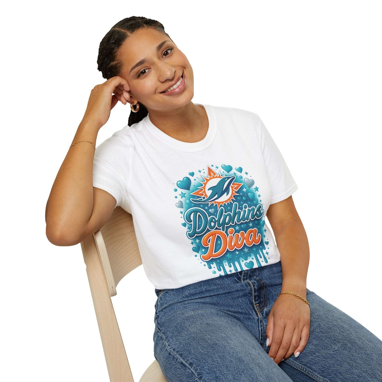 Dolphins Diva T-Shirt for Fans, Cute Unisex Tee, Perfect for Game Day, Beach Days, Birthday Gifts, Sports Wear