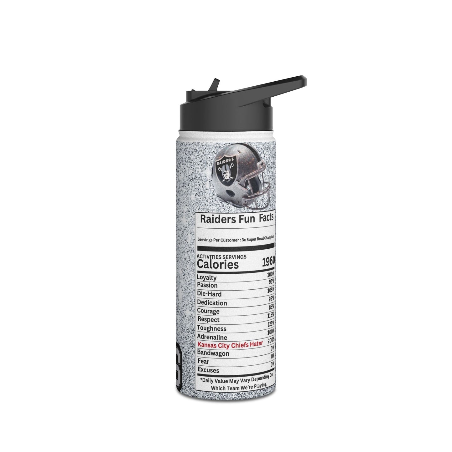 Raiders Stainless Steel Water Bottle - Perfect for Sports Fans, Outdoor Adventures, Hydration and Gifts