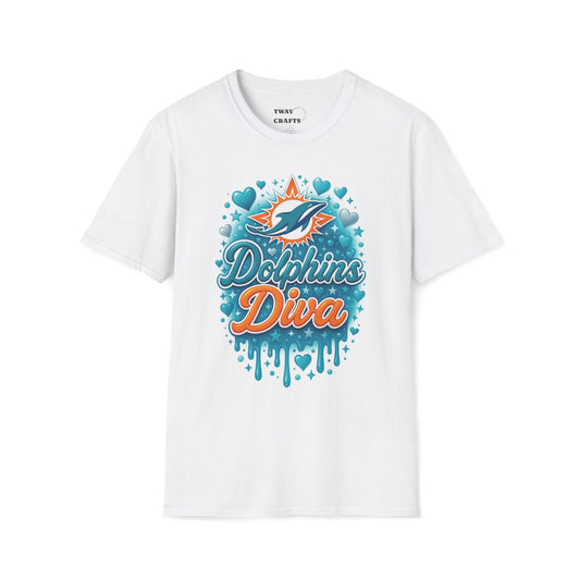 Dolphins Diva T-Shirt for Fans, Cute Unisex Tee, Perfect for Game Day, Beach Days, Birthday Gifts, Sports Wear
