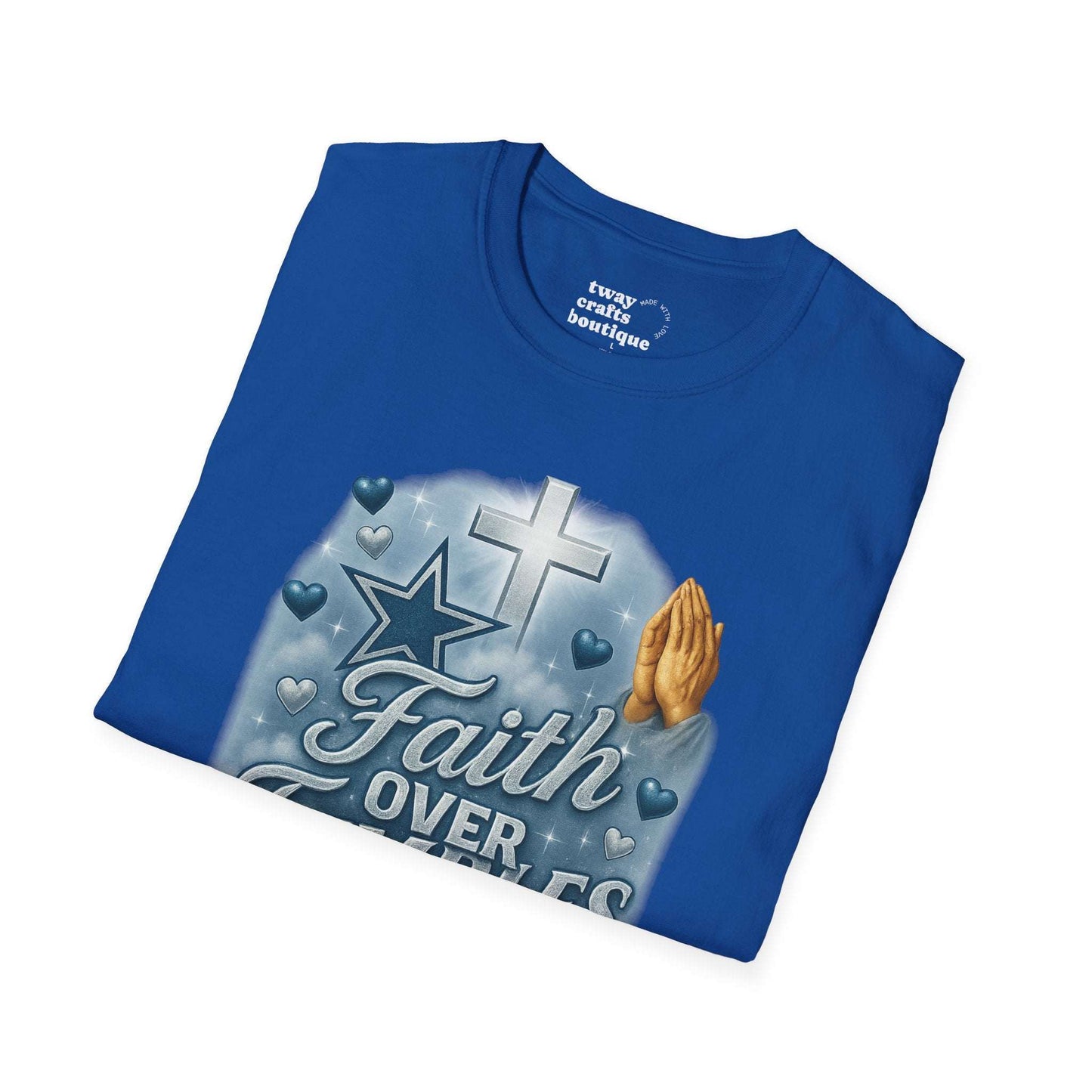 Faith Over Fumbles T-Shirt, Unisex Softstyle Tee for Sports Lovers, Perfect for Game Day, Faith-Based Gifts, Athletic Wear
