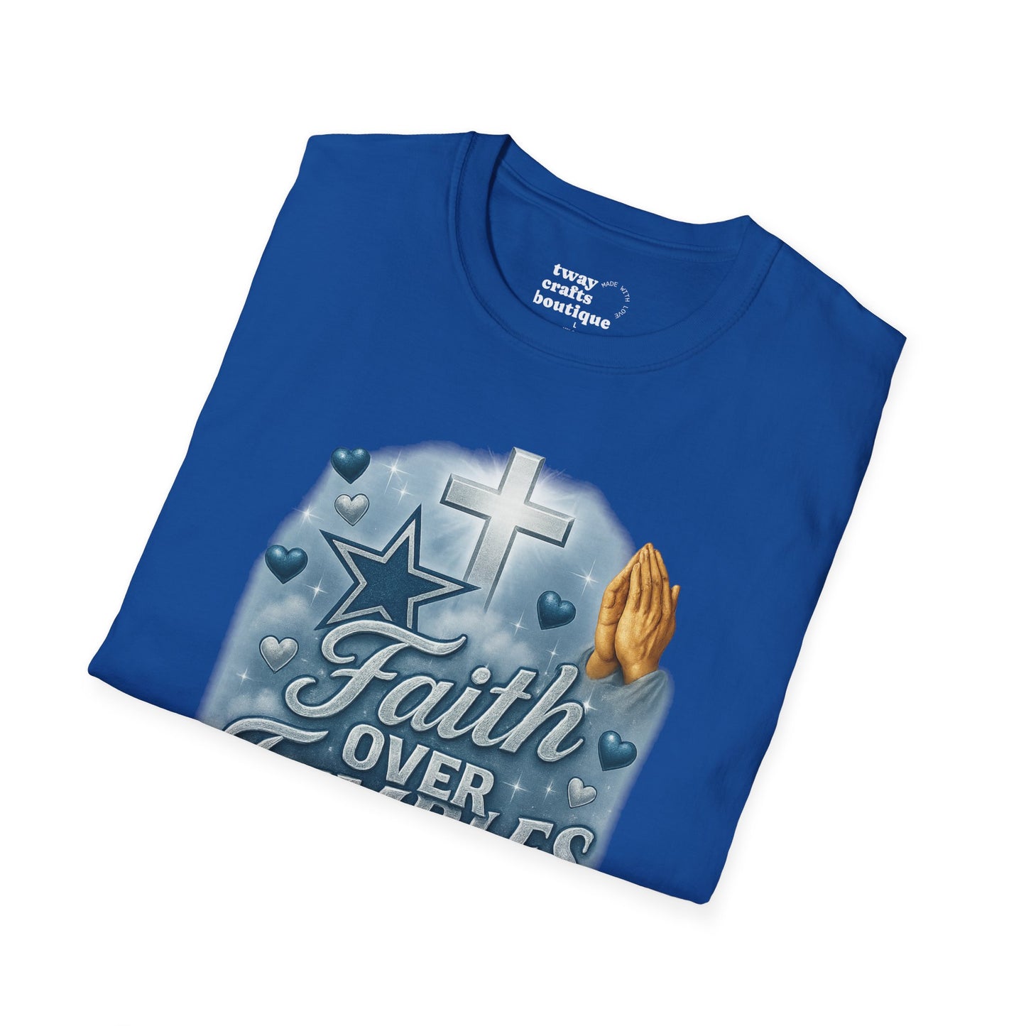 Faith Over Fumbles T-Shirt, Unisex Softstyle Tee for Sports Lovers, Perfect for Game Day, Faith-Based Gifts, Athletic Wear