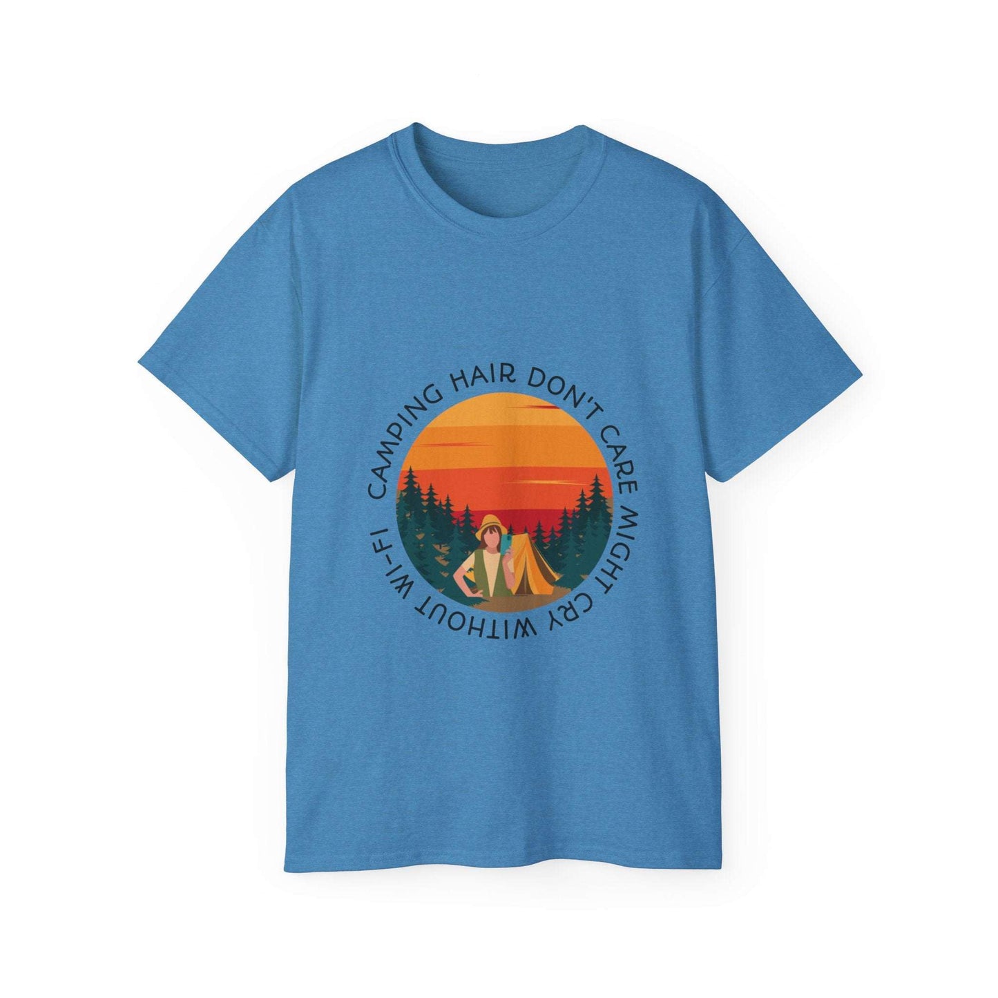 Camping Hair Don't Care Unisex Ultra Cotton Tee, Outdoor Adventure Shirt, Funny Camping Gift, Nature Lover Apparel, Summer Vacation Tee