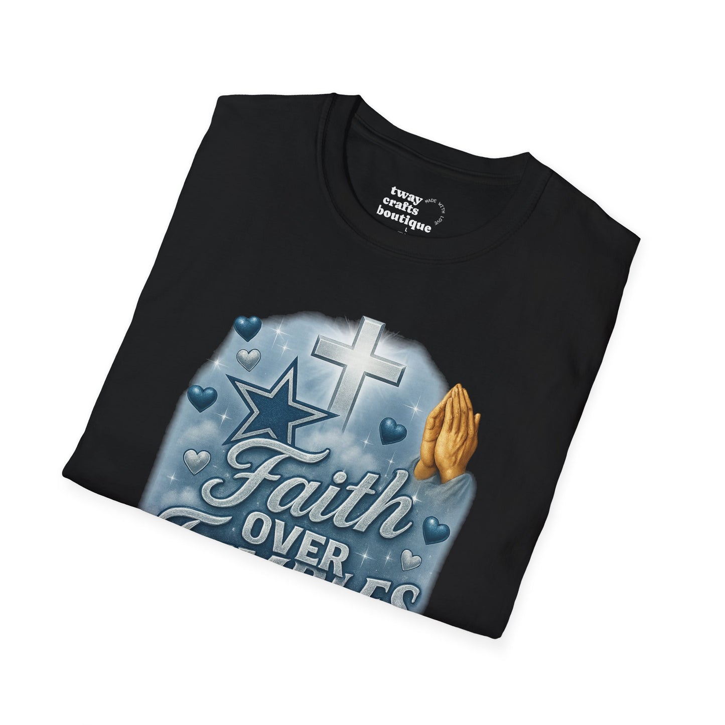 Faith Over Fumbles T-Shirt, Unisex Softstyle Tee for Sports Lovers, Perfect for Game Day, Faith-Based Gifts, Athletic Wear