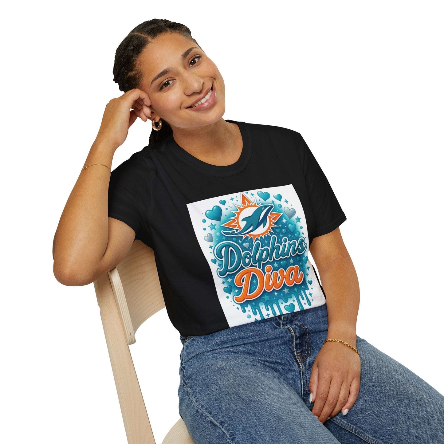 Dolphins Diva T-Shirt for Fans, Cute Unisex Tee, Perfect for Game Day, Beach Days, Birthday Gifts, Sports Wear