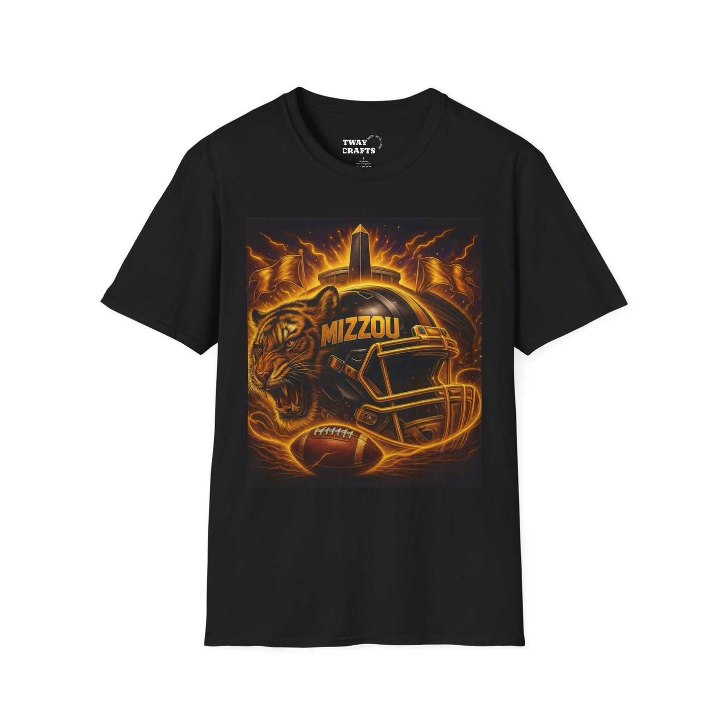 Mizzou Tiger T-Shirt, Unisex Football Tee, Game Day Apparel, College Spirit Wear, Gift for Students, Sports Fan Shirt