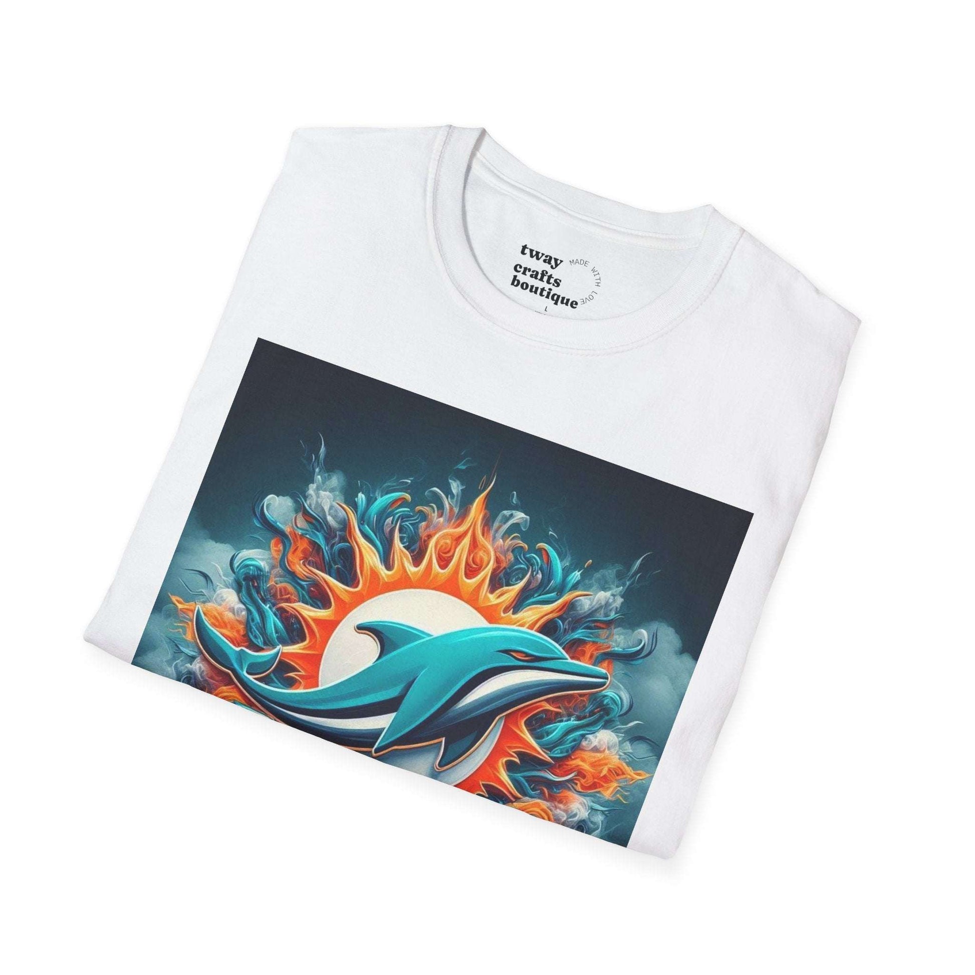 Dolphin Graphic T-Shirt | Unisex Softstyle Tee, Summer Apparel, Beach Wear, Eco-Friendly, Gift for Ocean Lovers