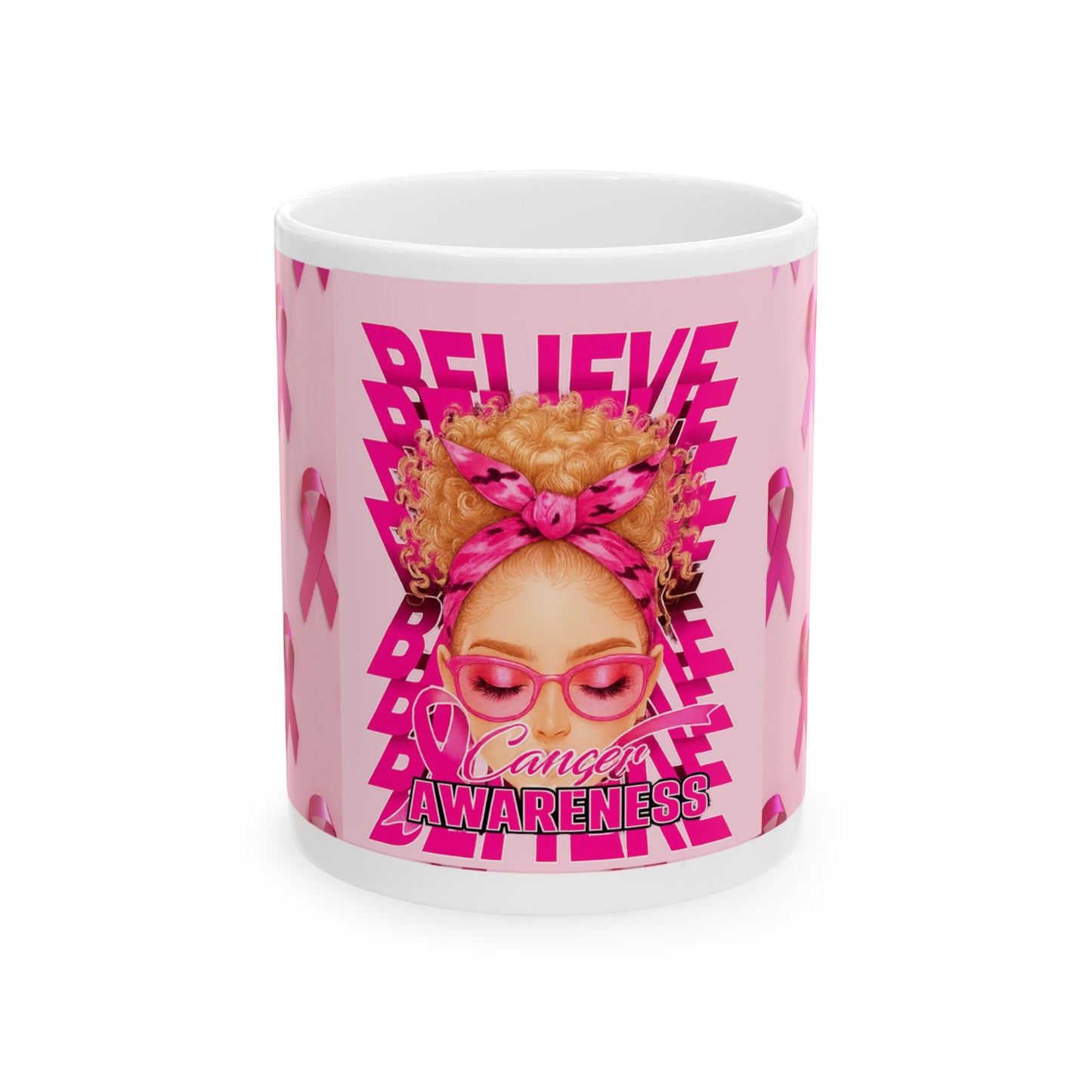 Breast Cancer Awareness Mug - Believe, Support, Hope, Gift for Her, Inspirational Drinkware