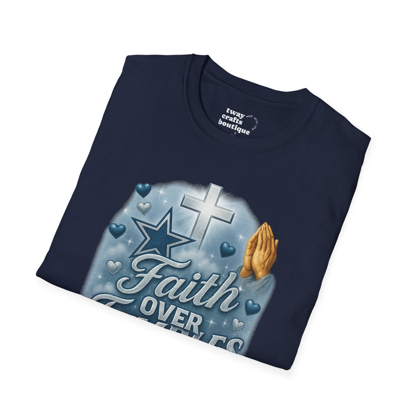 Faith Over Fumbles T-Shirt, Unisex Softstyle Tee for Sports Lovers, Perfect for Game Day, Faith-Based Gifts, Athletic Wear