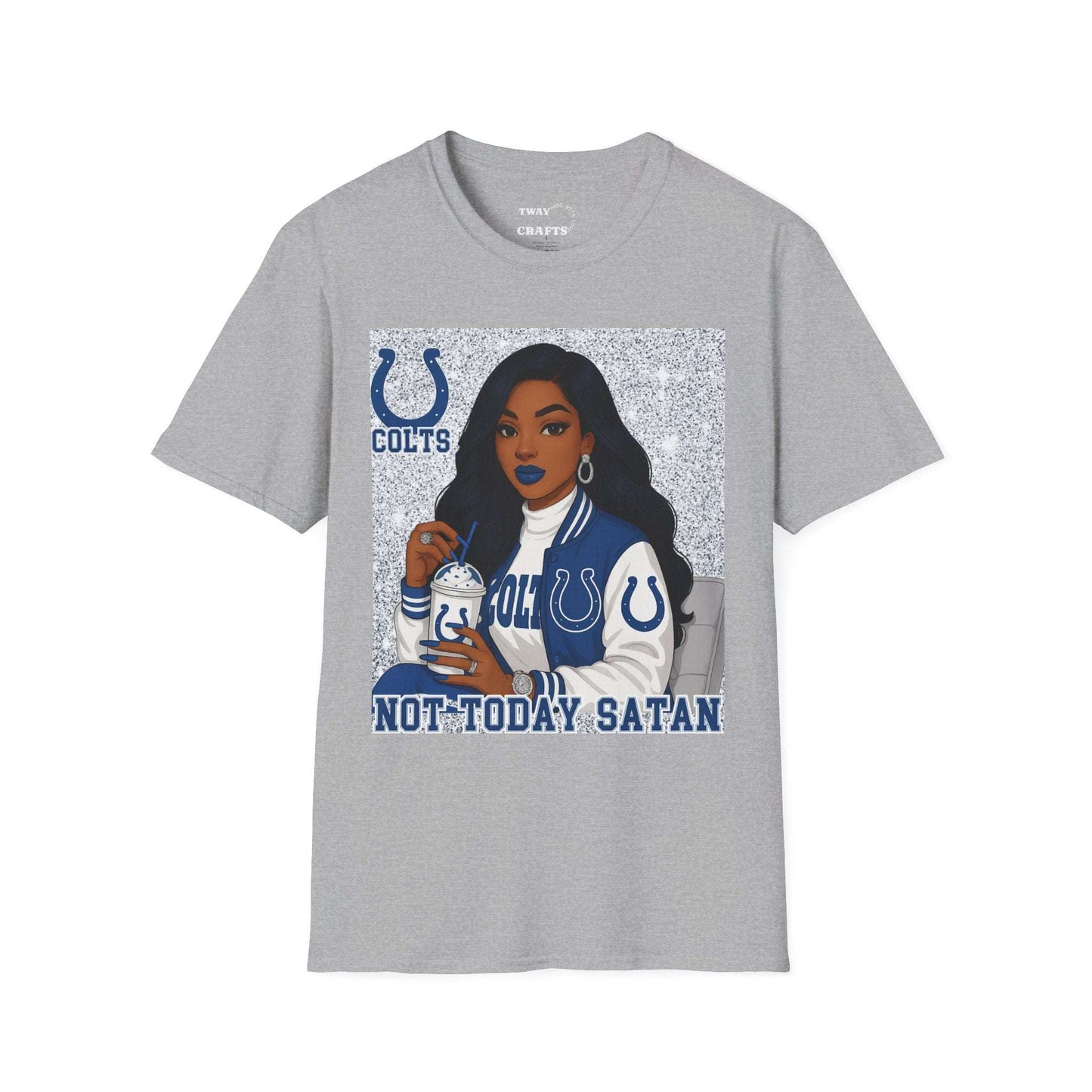 Colts Not Today Satan T-Shirt, Softstyle Graphic Tee, Sports Fan Apparel, Funny T-Shirt, Gift for Her, Unisex Casual Wear