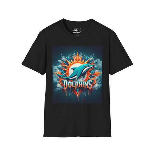 Dolphin Graphic T-Shirt | Unisex Softstyle Tee, Summer Apparel, Beach Wear, Eco-Friendly, Gift for Ocean Lovers