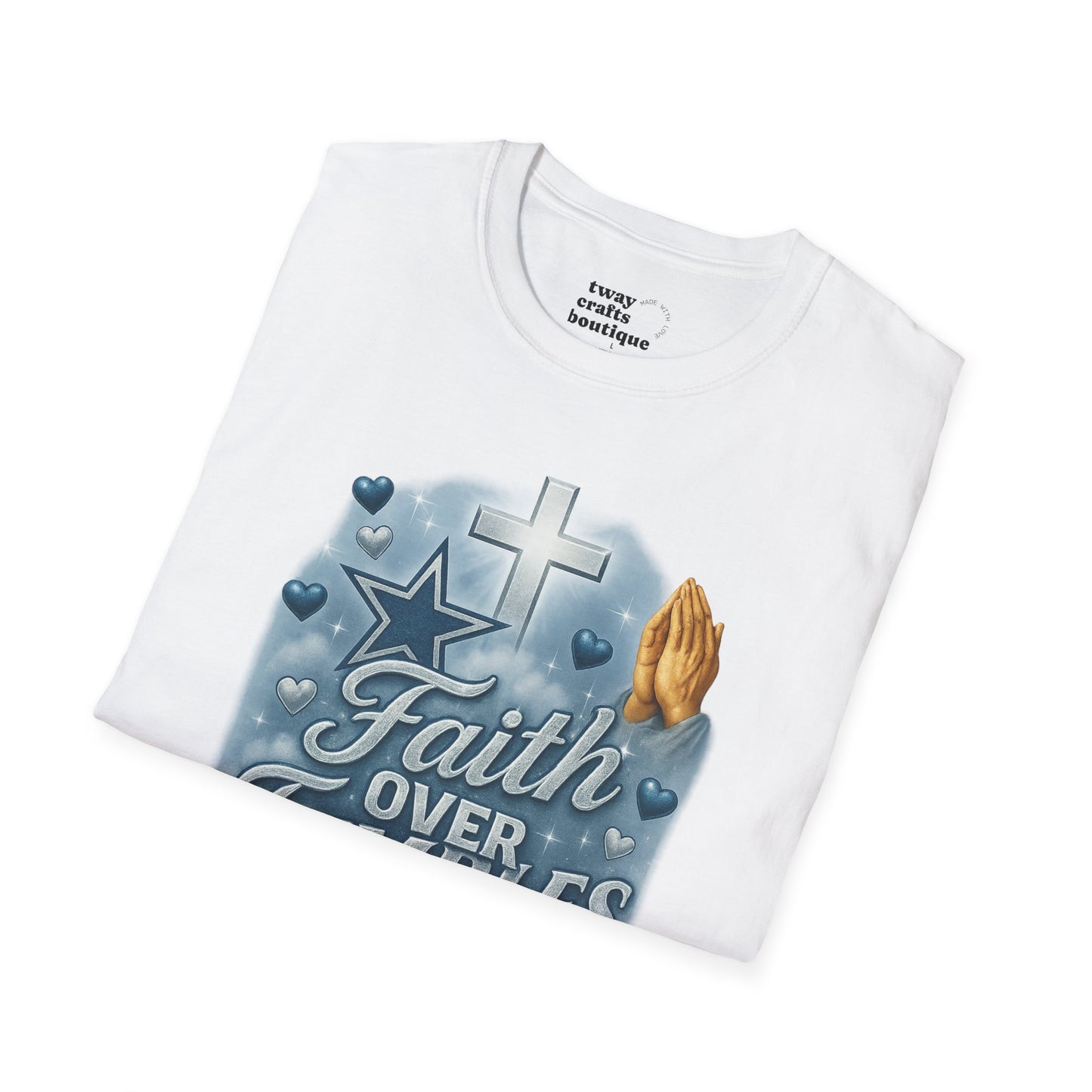 Faith Over Fumbles T-Shirt, Unisex Softstyle Tee for Sports Lovers, Perfect for Game Day, Faith-Based Gifts, Athletic Wear