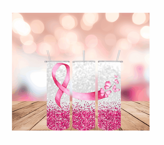 BREAST CANCER PINK RIBBON TUMBLER