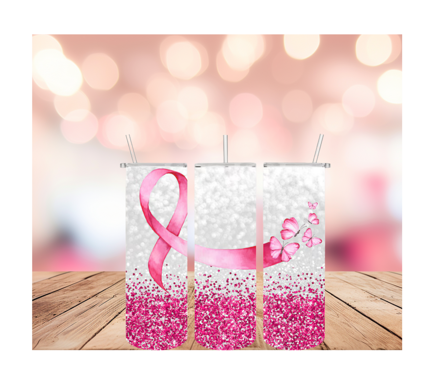 BREAST CANCER PINK RIBBON TUMBLER
