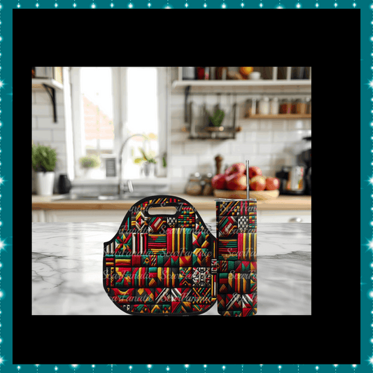 African Textured Purse Look Lunch Tote and 20oz Skinny TumbleR